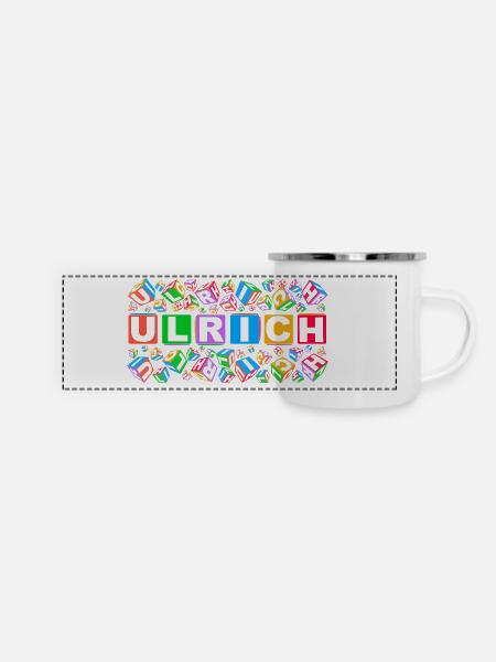 ULRICH colourful cubes - Panorama Emaille-Tasse - Weiß