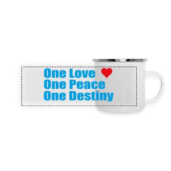 One Love One Peace One Destiny - Panorama Emaille-Tasse - Weiß - Vorne