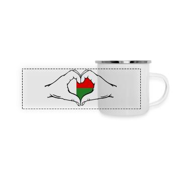 Drapeau de Madagascar en forme de coeur - Mug panoramique émaillé - blanc - Devant