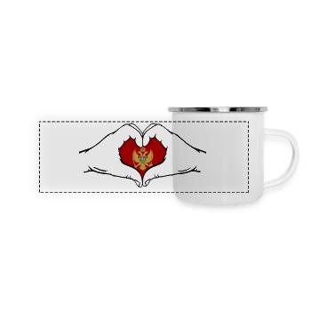 Montenegro Flagge Herzform - Panorama Emaille-Tasse - Weiß - Vorne