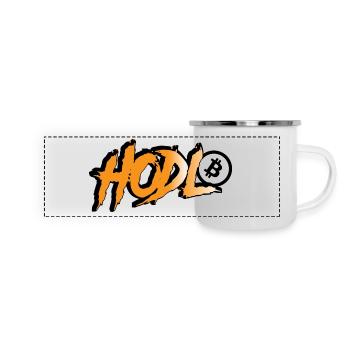 HODL Bitcoin - Style Graffiti en Orange Noir - Mug panoramique émaillé - blanc - Devant