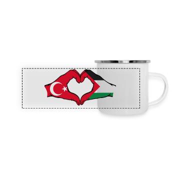 Turquie Palestine Forme Coeur Avec Les Mains - Mug panoramique émaillé - blanc - Devant