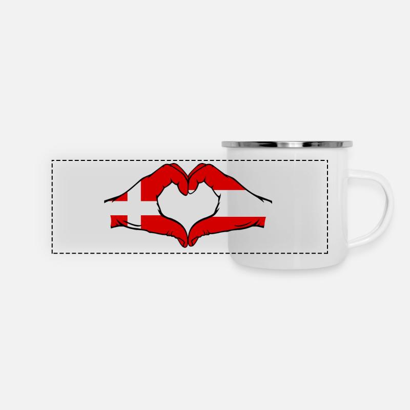 Danemark Autriche forme de coeur avec les mains - Mug panoramique émaillé - blanc