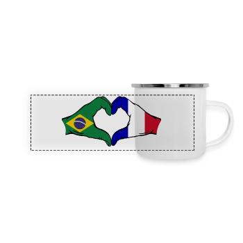 Brésil France Drapeau Aiguilles Forme De Coeur - Mug panoramique émaillé - blanc - Devant