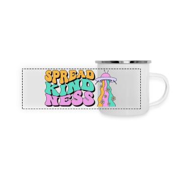Spread Kindness Script with Colorful UFO Rainbow - Panoramic Camper Mug - white - Front