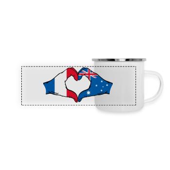 Drapeau de la France Australie en forme de coeur - Mug panoramique émaillé - blanc - Devant