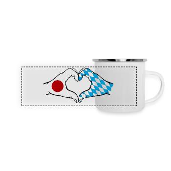 Japon Bavière mains forme de coeur - Mug panoramique émaillé - blanc - Devant