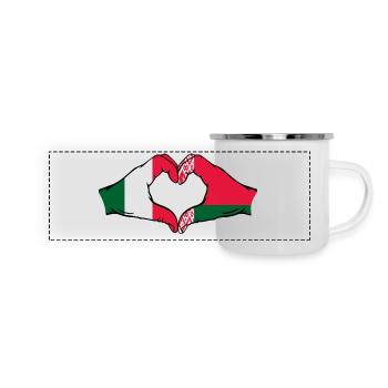 Italien Belarus Flagge Hände Herzform - Panorama Emaille-Tasse - Weiß - Vorne