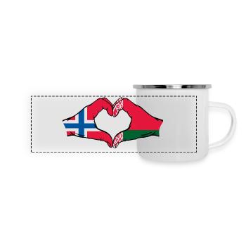 Norwegen Belarus Flagge Hände Herzform - Panorama Emaille-Tasse - Weiß - Vorne