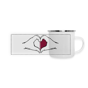 Qatar Flag Hands Heart Shape - Panoramic Camper Mug - white - Front