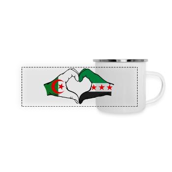 Algérie Syrie Drapeau Mains Coeur Forme - Mug panoramique émaillé - blanc - Devant