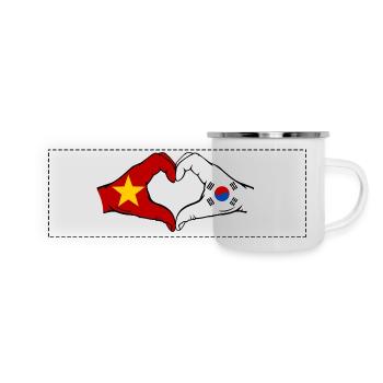 Vietnam Südkorea Flagge Hände Herzform - Panorama Emaille-Tasse - Weiß - Vorne