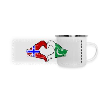 Norway Pakistan Flag Hands Heart Shape Used - Panoramic Camper Mug - white - Front