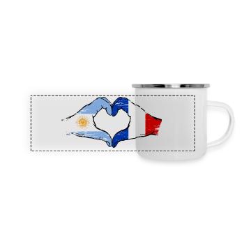 Argentine France Drapeau Mains Coeur Forme Utilisé - Mug panoramique émaillé - blanc - Devant
