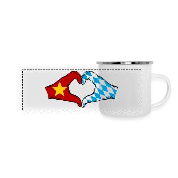 Vietnam Bayern Flagge Hände Herzform - Panorama Emaille-Tasse - Weiß - Vorne