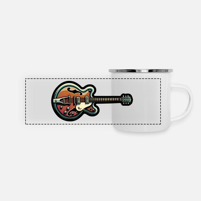 Autocollant de guitare - Mug panoramique émaillé - blanc