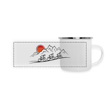 Fahrradtour Berge Fahrrad Natur Ausflug - Panorama Emaille-Tasse - Weiß - Vorne