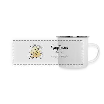Schütze Sternzeichen Becher - Perfektes Geburtstagsgeschenk - Panorama Emaille-Tasse - Weiß - Vorne