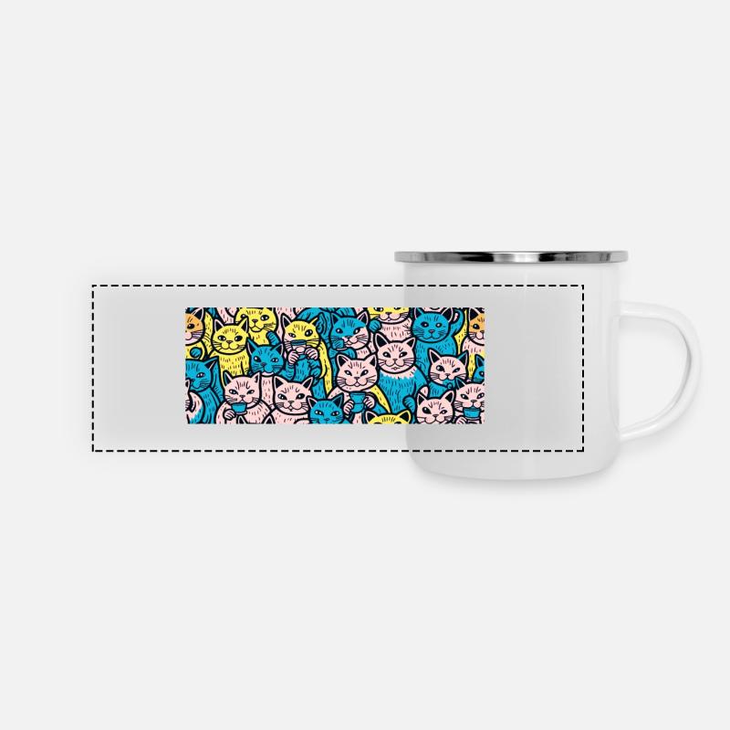 Funny Colorful Cats Panorama - Panoramic Camper Mug - white