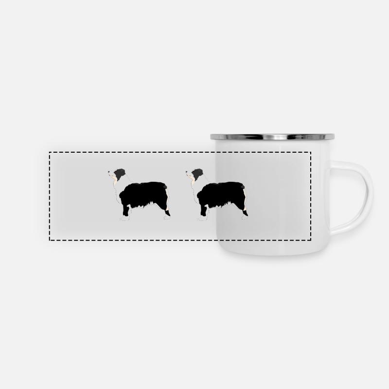 Australian Shepherd Panorama - Panorama Emaille-Tasse - Weiß