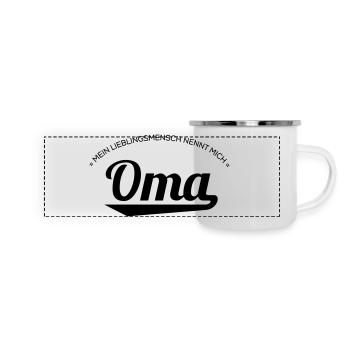 Oma - Panorama Emaille-Tasse - Weiß - Vorne