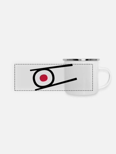 Sushi - Panorama Emaille-Tasse - Weiß