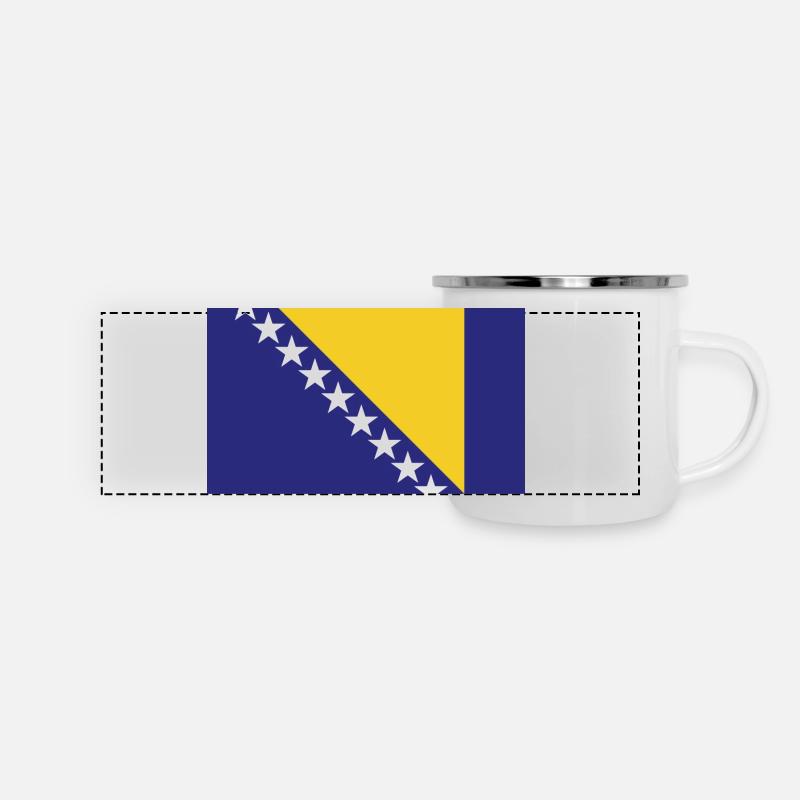 Drapeau national de Bosnie H - Mug panoramique émaillé - blanc