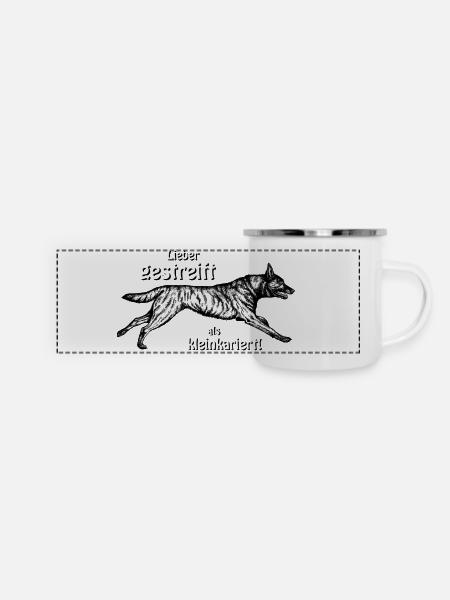 Lieber gestreift als kleinkariert - 2 - Panorama Emaille-Tasse - Weiß