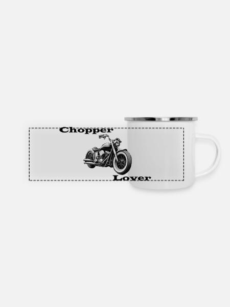 Chopper Lover - Panorama Emaille-Tasse - Weiß