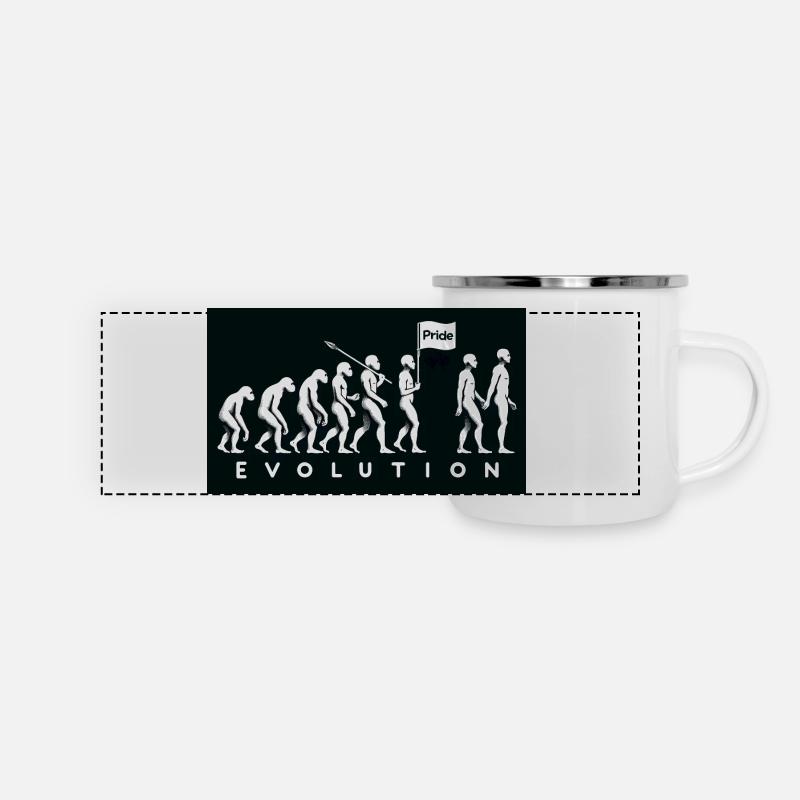 Pride Evolution – Marsch der Vielfalt - Panorama Emaille-Tasse - Weiß
