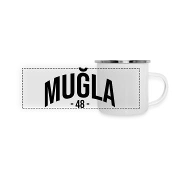 Mugla 48 Türkei Turkiye Geschenk Urlaub TR Türk - Panorama Emaille-Tasse - Weiß - Vorne