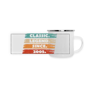 19-jähriges Jubiläum 2005 - Legende seit Jahrgang Ret - Panorama Emaille-Tasse - Weiß - Vorne