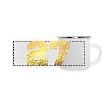 Numéro 27 paillettes doré - 27e anniversaire - Mug panoramique émaillé - blanc - Devant