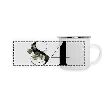 Numéro 84 floral vert - 84e anniversaire floral - Mug panoramique émaillé - blanc - Devant
