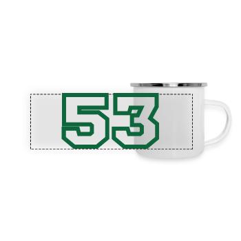 Startnummer 53 Green Sport - Panorama Emaille-Tasse - Weiß - Vorne