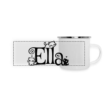Ella nom Prénom Nom du chaton - Mug panoramique émaillé - blanc - Devant
