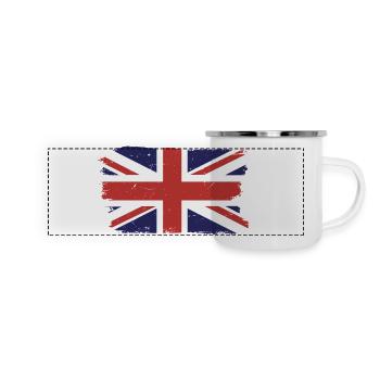 Imprimé drapeau de l’Union Jack brossé - Mug panoramique émaillé - blanc - Devant
