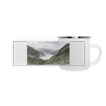 Bereit für Abenteuer - Panorama Emaille-Tasse - Weiß - Vorne
