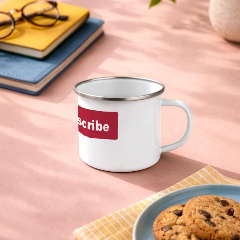 Subscribe Button Panorama Emaille-Tasse