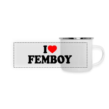 I love femboy - Panorama Emaille-Tasse - Weiß - Vorne