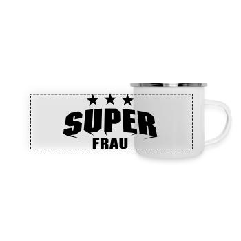 Super Frau - Panorama Emaille-Tasse - Weiß - Vorne