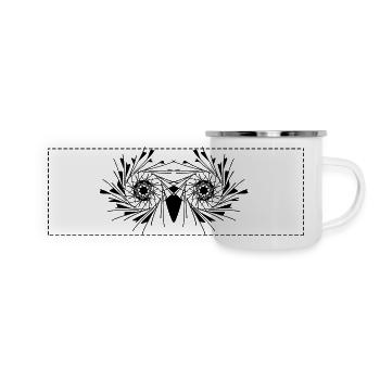 Eule - Panorama Emaille-Tasse - Weiß - Vorne