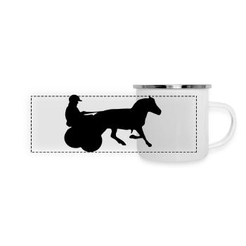 Shetty mit Gig, -Traber - Panorama Emaille-Tasse - Weiß - Vorne