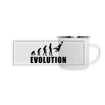 EVOLUTION BASKET Geschenk Basketball - Panorama Emaille-Tasse - Weiß - Vorne