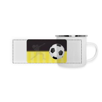 Fußball - schwarz gelb - Fußballspieler - Panorama Emaille-Tasse - Weiß - Vorne