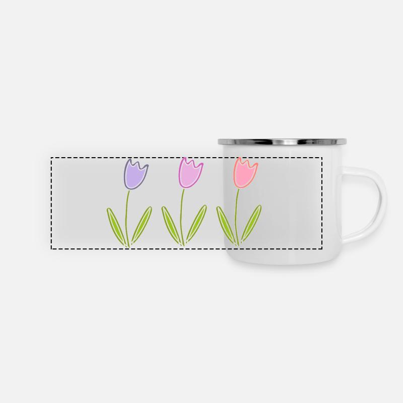 Tulipaner Blomster - Panorama emaljekrus - hvid
