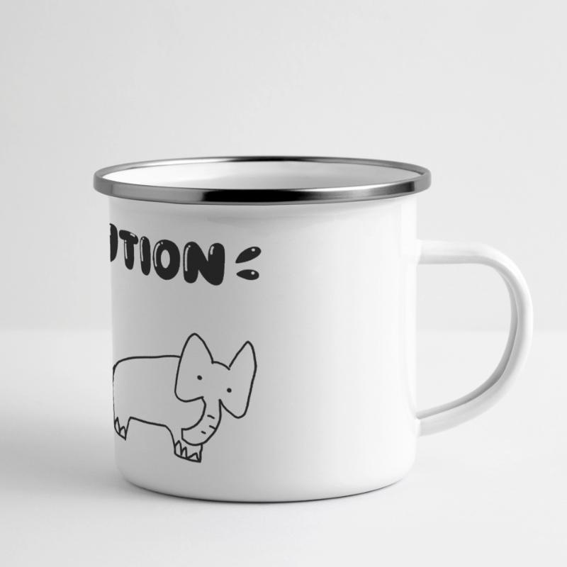 Die Evolution der Elefanten – Lustige Stadien der Evolution. Panorama Emaille-Tasse