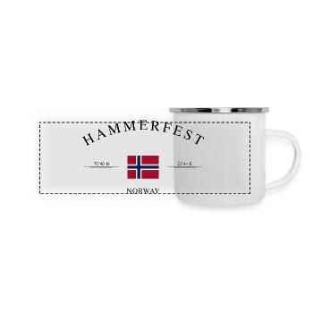 Hammerfest Norwegen – Urlaub Souvenir & Geschenk - Panorama Emaille-Tasse - Weiß - Vorne