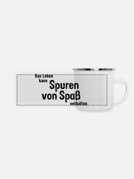 Spuren von Spass - Panorama Emaille-Tasse - Weiß