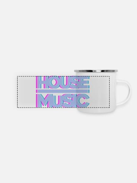 House Musik EDM Glow - Panorama Emaille-Tasse - Weiß